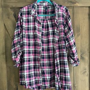 Pink flannel- Boyfriend fit